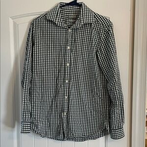 Men's Green and White Checkered Shirt